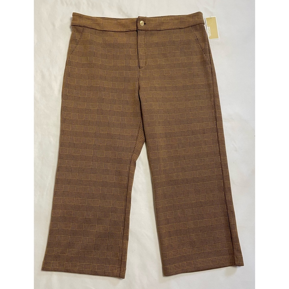 NWT New $110 Michael Kors Brown Plaid Stretch Pants Size XL